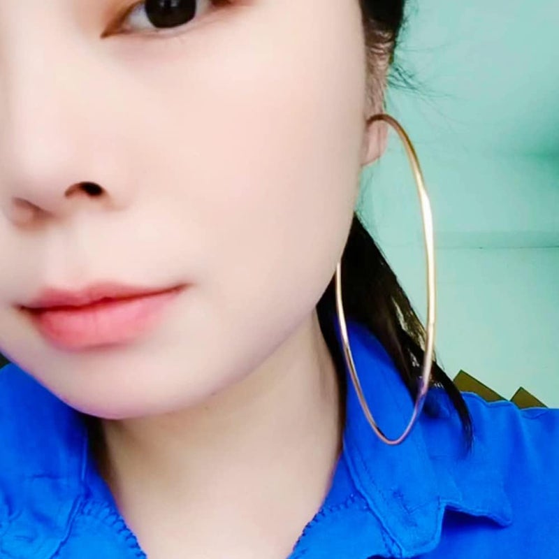 CSIYANJRY99 Gold Clip On Hoop Earrings Non Piercing Nightclub DJ Big Hoop Earrings for Women - Image 5